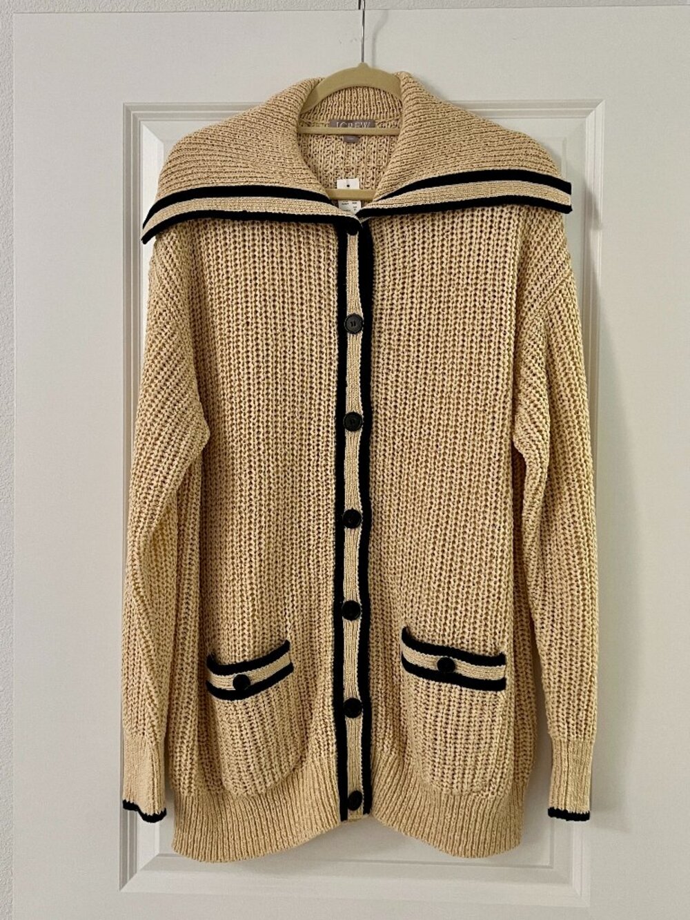 J.Crew Textured Sailor Collar Cardigan Sweater, NEW